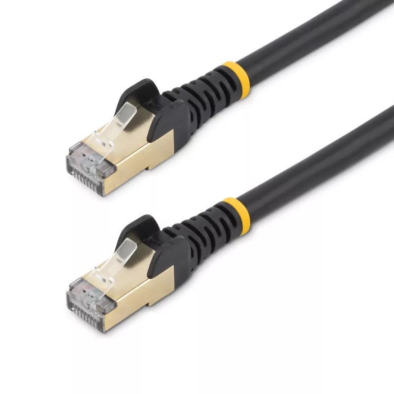 StarTech.com CAT6a Ethernet kabelis 0,5m - 10 Gigabit ekranēts, bezķēžu RJ45, 100W PoE - 10GbE STP tīkla kabelis ar sprieguma atslogotāju - Melns, individuāli testēts, UL sertificēts