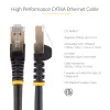 StarTech.com CAT6a Ethernet kabelis 0,5m - 10 Gigabit ekranēts, bezķēžu RJ45, 100W PoE - 10GbE STP tīkla kabelis ar sprieguma atslogotāju - Melns, individuāli testēts, UL sertificēts