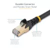 StarTech.com CAT6a Ethernet kabelis 0,5m - 10 Gigabit ekranēts, bezķēžu RJ45, 100W PoE - 10GbE STP tīkla kabelis ar sprieguma atslogotāju - Melns, individuāli testēts, UL sertificēts