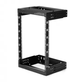 StarTech.com 15U 19 collu sienas montāžas tīkla statīvs - regulējams dziļums 12-20 collas, 2 statņu atvērtais rāmis serveru telpai AV/datu/IT komunikāciju/datoru aprīkojumam/komutatoram ar būrspriegotājuzgriežņiem un skrūvēm