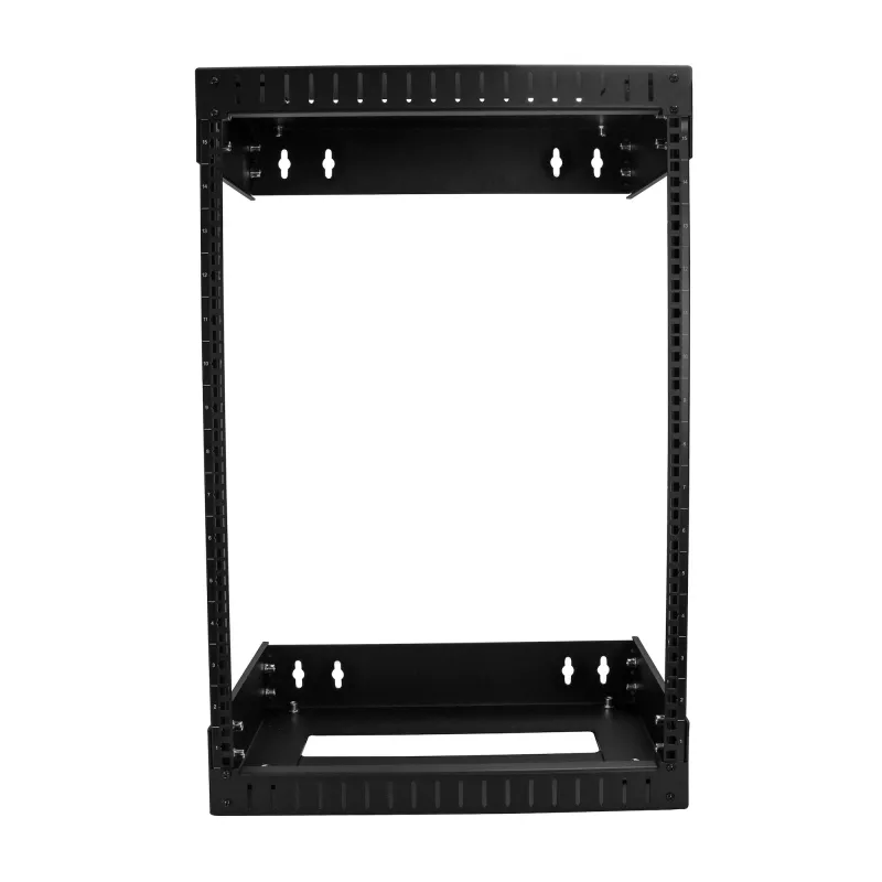 StarTech.com 15U 19 collu sienas montāžas tīkla statīvs - regulējams dziļums 12-20 collas, 2 statņu atvērtais rāmis serveru telpai AV/datu/IT komunikāciju/datoru aprīkojumam/komutatoram ar būrspriegotājuzgriežņiem un skrūvēm
