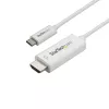 StarTech.com 1m USB-C uz HDMI kabelis - 4K 60Hz, USB Type-C uz HDMI 2.0, Thunderbolt 3 saderīgs - balts