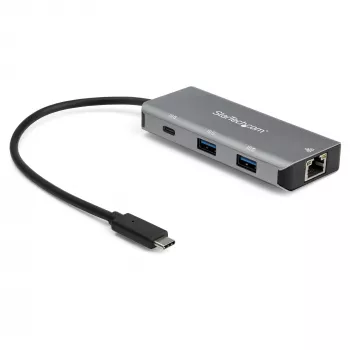 StarTech.com 3 portu USB-C centrmezgls ar Gigabit Ethernet RJ45 GbE portu - 2x USB-A, 1x USB-C - SuperSpeed 10Gbps USB 3.2 Gen 2 Type-C centrmezgla adapteris - USB barošana - Alumīnijs - Darbojas ar TB3