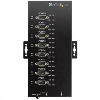 StarTech.com 8 Portu Seriālais Hubs USB uz RS232/RS485/RS422 Adapteris - Industriālais USB 2.0 uz DB9 Seriālais Pārveidotājs Hubs - IP30 Sertificēts - DIN Sliežu Montējams Metāla Seriālais Hubs - 15kV ESD Aizsardzība