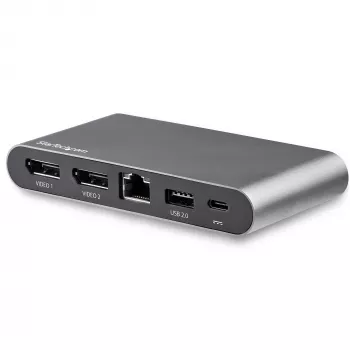 StarTech.com USB-C dokstacija - 4K divi monitori DisplayPort - mini klēpjdatora dokstacija - 100W barošanas pārvade - GbE, 2 portu USB-A centrmezgls - USB Type-C daudzportu adapteris - 1m kabelis