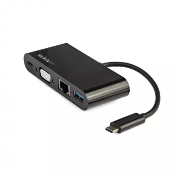 StarTech.com USB-C daudzportu adapteris - Mini USB-C dokstacija ar VGA 1080p video, 60W barošanas caurlaidi, USB 3.1 Gen 1 Type-A 5Gbps, Gigabit Ethernet