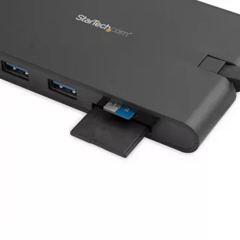 StarTech.com USB-C daudzportu adapteris - USB Type-C mini doks ar HDMI 4K vai VGA 1080p video - 100W barošanas pārvade, 3-portu USB 3.0 centrmezgls, GbE, SD un MicroSD - klēpjdatora ceļojumu doks