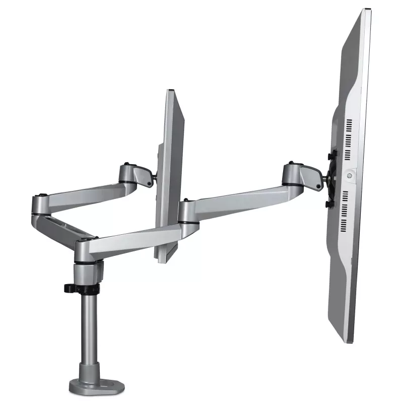 StarTech.com Divu Monitoru Piestiprināšanas Kronšteins - Premium Artikulējošs Monitora Kronšteins - līdz 30 collu VESA Displejiem - Augstuma Regulējams - Rotācija/Sasvēršana/Pagriešana - Skava/Caurums - Sudrabs