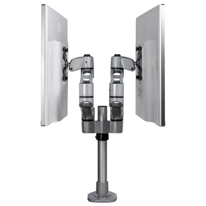 StarTech.com Divu Monitoru Piestiprināšanas Kronšteins - Premium Artikulējošs Monitora Kronšteins - līdz 30 collu VESA Displejiem - Augstuma Regulējams - Rotācija/Sasvēršana/Pagriešana - Skava/Caurums - Sudrabs
