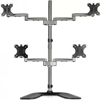 StarTech.com četru monitoru galda statīvs - ergonomiska VESA 4 monitoru roka (2x2) līdz 32 collām - brīvi stāvošs artikulējošs universāls staba stiprinājums - augstuma regulēšana/slīpums/griešanās/rotācija - sudraba
