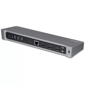 StarTech.com 4K USB-C Dokstacija, Trīs UHD 4K Monitoru Doku, Mac un Windows, USB C uz HDMI un DisplayPort, 100W Barošana, 5x USB 5Gbps Hubs - TAA
