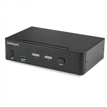 StarTech.com 2 portu DisplayPort KVM slēdzis - 4K 60Hz - viens displejs - divu portu UHD DP 1.2 USB KVM slēdzis ar integrētu USB 3.0 centrmezglu un audio - Dell HP Apple Lenovo - TAA atbilstošs