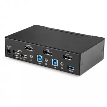 StarTech.com 2 portu DisplayPort KVM slēdzis - 4K 60Hz - viens displejs - divu portu UHD DP 1.2 USB KVM slēdzis ar integrētu USB 3.0 centrmezglu un audio - Dell HP Apple Lenovo - TAA atbilstošs