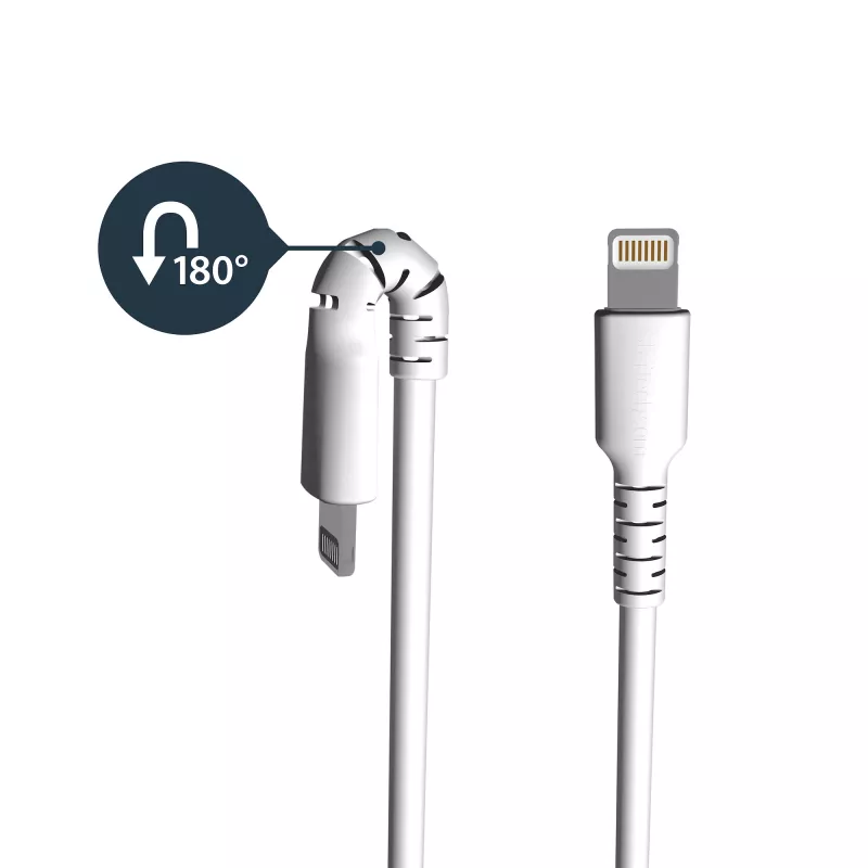 StarTech.com 2 m balts USB-A uz Lightning kabelis – izturīgs, pastiprināts ar aramidšķiedru, Apple MFi sertificēts lādēšanas/sinhronizācijas kabelis iPad/iPhone 12