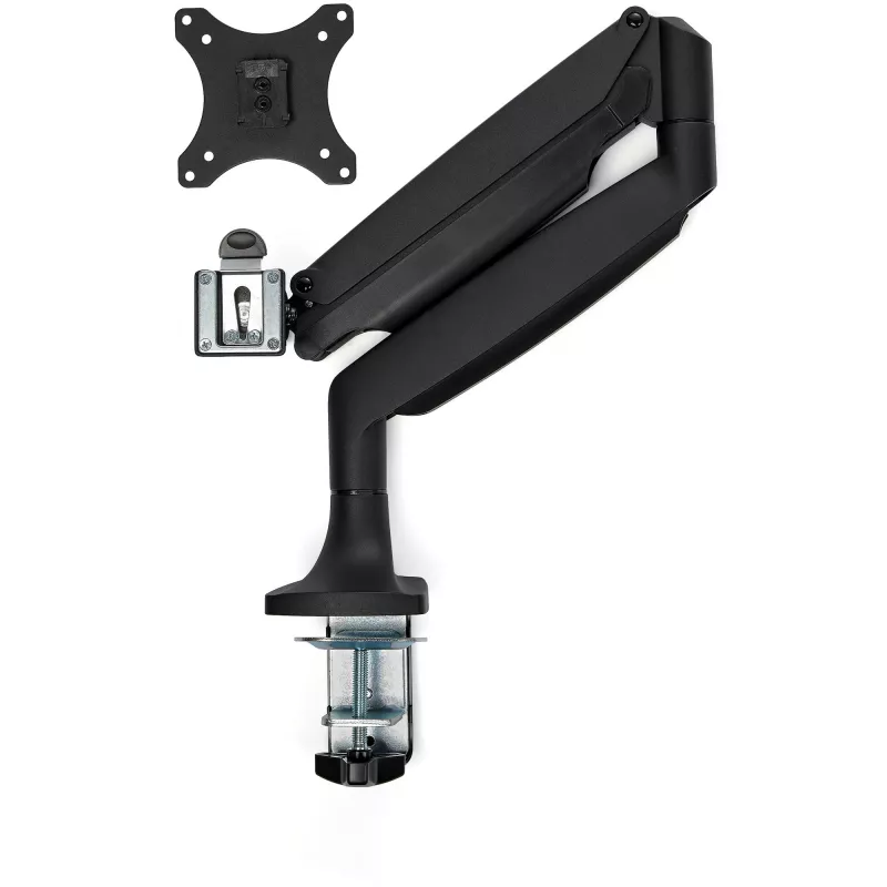 StarTech.com Galda Monitora Pamatne - Smagās Slodzes Ergonomiska VESA Monitora Roka - Vienam 9kg Displejam - Pilna Kustība, Augstuma Regulēšana, Šarnīrveida - Alumīnijs - C-Skava/Caurums - Melna