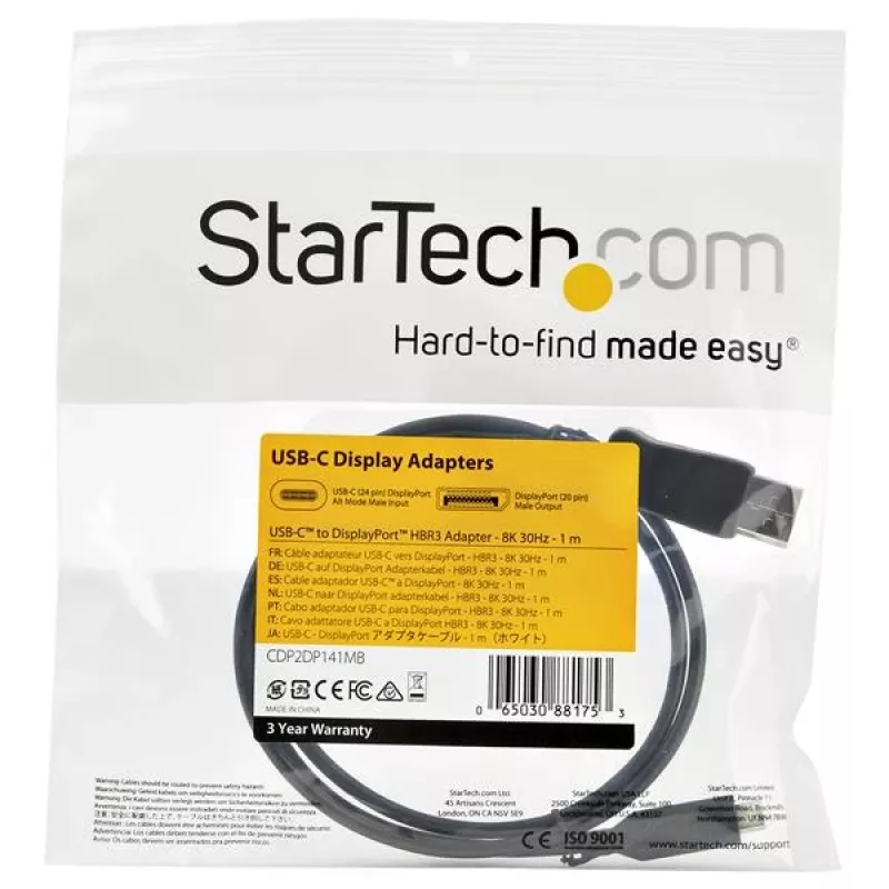StarTech.com USB-C uz DisplayPort 1.4 kabelis 1m - 8K/5K/4K, HBR3/HDR/DSC, 8K 60Hz