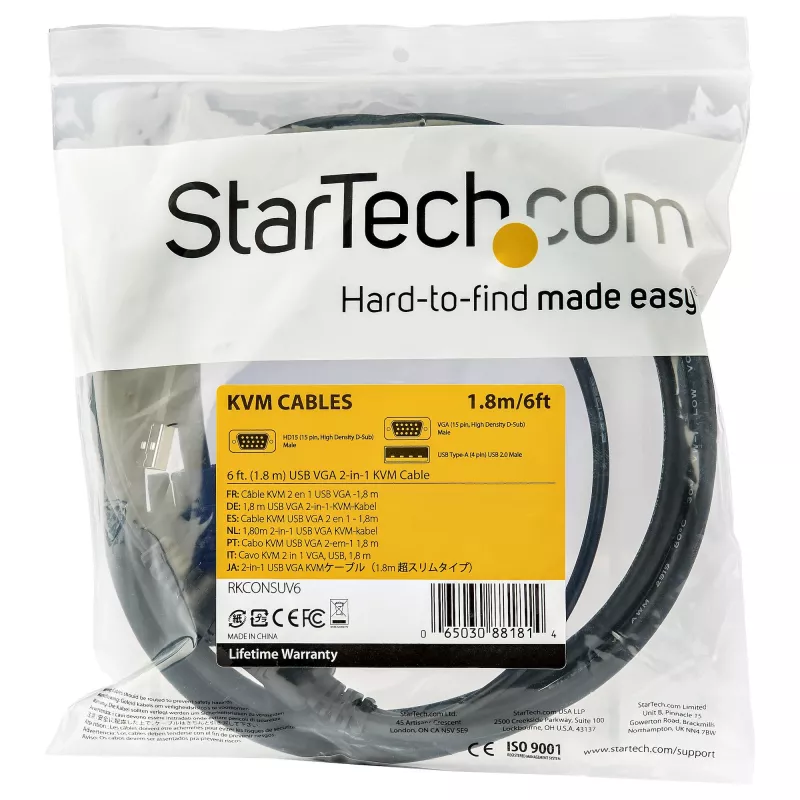 StarTech.com 10 pēdu (3 m) USB KVM kabelis plauktu konsolēm