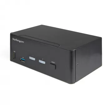 StarTech.com 2 Portu Divu Monitoru HDMI KVM Slēdzis - 4K 60Hz Ultra HD HDR - Galda 4K HDMI 2.0 KVM Slēdzis ar 2 Portu USB 3.0 Hub (5Gbps) un 4x USB 2.0 HID, Audio - Karstā taustiņa pārslēgšana - TAA