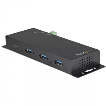 StarTech.com 4 portu USB-C centrmezgls 10Gbps - Metāla industriāls USB Type-C centrmezgls ar 3xUSB-A un 1xUSB-C - ESD un pārsprieguma aizsardzība - USB-C vai USB-A resursdators - Pašbarots, montējams USB 3.2/3.1 Gen 2 centrmezgls