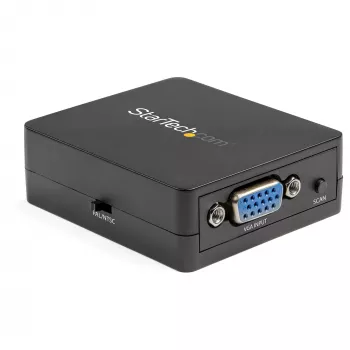 StarTech.com VGA uz RCA un S-Video pārveidotājs - USB barošana, aktīvs video pārveidotājs, melns, CE, FCC, REACH, 1920 x 1080 pikseļi, 640 x 480, 1920 x 1080 pikseļi, 60 Hz