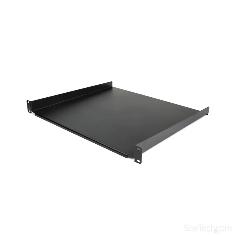 StarTech.com 1U servera plaukta kantilevera paliktnis 19 inch tīkla aprīkojuma statīvam – smagā tērauda konstrukcija, nestspēja 20 kg, 16 inch dziļš, melns