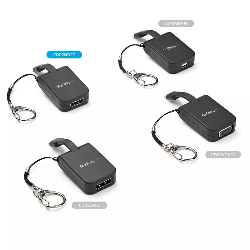 StarTech.com kompakts USB-C uz HDMI adapteris - 4K 30Hz USB Type-C uz HDMI video displeja pārveidotājs ar atslēgu gredzenu - USB-C DP Alt Mode uz HDMI monitora dongle - Thunderbolt 3 saderīgs