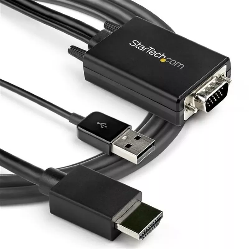 StarTech.com 2m VGA–HDMI pārveidotāja kabelis ar USB audio atbalstu un barošanu - Analogais–digitālais video adapteris VGA datora savienošanai ar HDMI displeju - 1080p vīriešu–vīriešu monitora kabelis