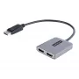 StarTech.com DP uz Diviem HDMI MST Centrmezgls - Divi HDMI 4K 60Hz - DisplayPort Daudzmonitoru Pielāgotājs ar 30cm kabeli - DP 1.4 Multi Stream Transport Centrmezgls, DSC | HBR3 - DP uz HDMI Sadalītājs