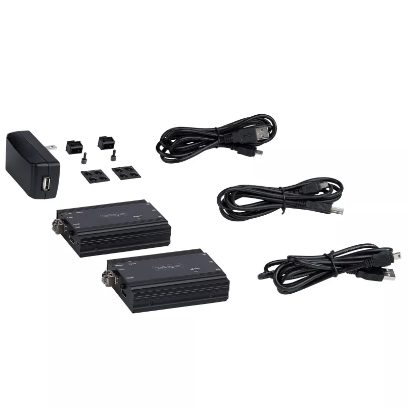 StarTech.com 4K HDMI KVM pagarinātājs pa optisko šķiedru - HDMI video un USB attālināts KVM slēdža/konsoles pagarinātājs - līdz 300m (MultiMode) - 2x 10G MMF SFP+ moduļi - KVM pagarināšanas komplekts (TX/RX)