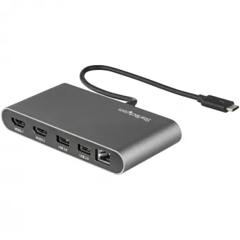 StarTech.com Divu Monitoru Thunderbolt Mini Dokstacija, 4K 60Hz HDMI, Bezvadītāja Centrmezgls Windows un Mac, Gigabit Ethernet, 1 x USB 5Gbps un 1x USB 2.0, 28cm Kabelis