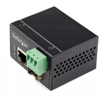 StarTech.com Industriālais optiskās šķiedras uz Ethernet tīkla pārveidotājs - 100Mbps SFP uz RJ45/Cat6 - Vienmodas/Daudzmodu optiskā šķiedra uz vara tīklu - 12-56V DC - IP-30 / -40 līdz +75°C