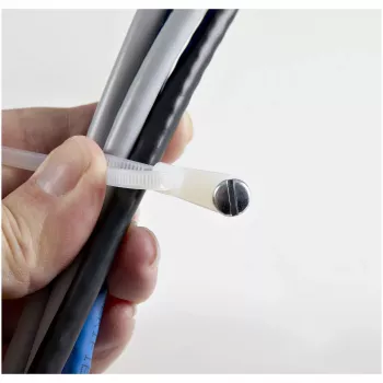 StarTech.com 4 collu (10 cm) kabeļu saites ar montāžas caurumu - 1/16 collu (2 mm) platas, 7/8 collu (24 mm) saišķa diametrs, 18 mārciņu (8 kg) stiepes izturība, Nylon 66 pašbloķējošās saites ar skrūvju caurumu, UL sertificēts, 100 iepakojumā