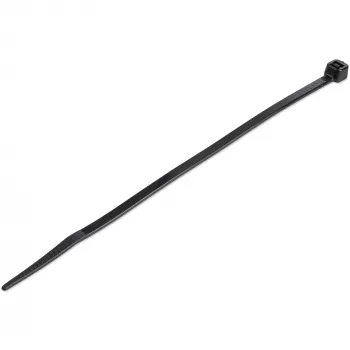 StarTech.com 1000 gab. 6 collu (15 cm) kabeļu saites - 1/8 collu (3,6 mm) platas, 1-3/8 collu (39 mm) saišķa diametrs, 40 mārciņu (18 kg) stiepes izturība, neilona pašbloķējošās rāvējslēdzēja saites ar izliektu galu, UL sertificēts, melns - TAA