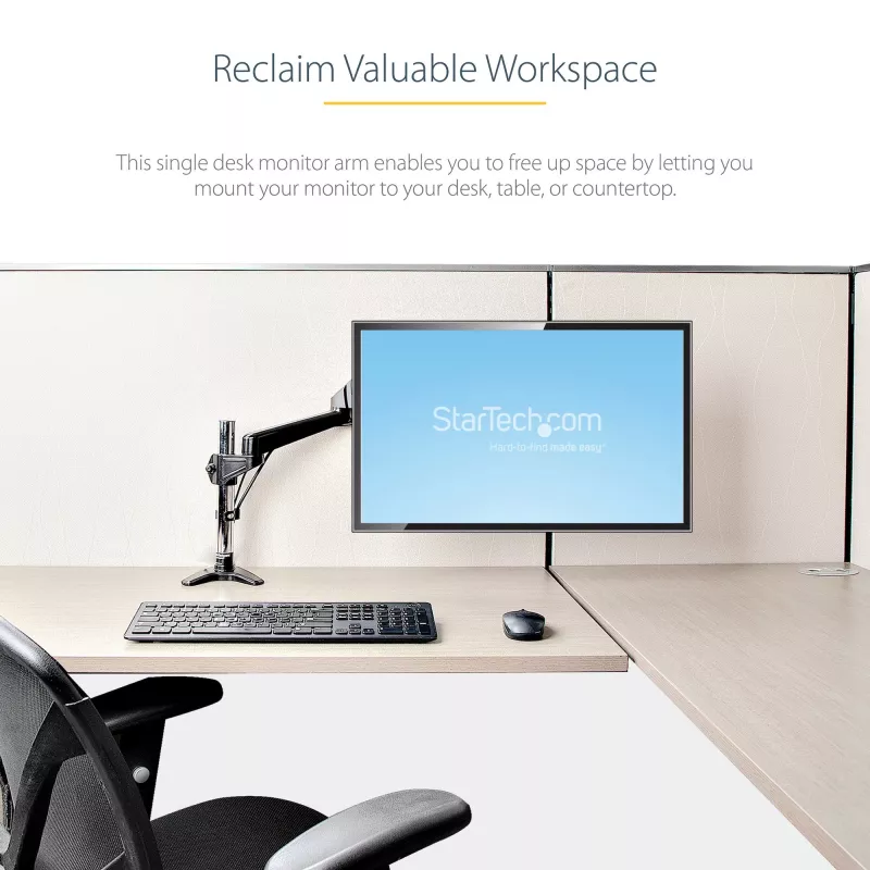 StarTech.com Galda monitora roka vienam VESA displejam līdz 32 collām vai 49 collu īpaši platam 8kg/17.6lb - pilna kustība, šarnīrsavienojums un augstuma regulēšana - C-skava, caurums - viena monitora roka