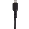 StarTech.com 12 collu (30 cm) izturīgs melns USB-A uz Lightning kabelis - smagās slodzes pastiprināts aramīda šķiedras USB Type A uz Lightning lādētāja/sinhronizācijas strāvas vads - Apple MFi sertificēts iPad/iPhone 12