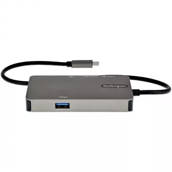 StarTech.com USB-C daudzportu adapteris - USB-C uz 4K 30Hz HDMI vai 1080p VGA - USB Type-C mini doks ar 100W PD caurlaidi, 3 portu USB centrmezgls 5Gbps, GbE - 30cm pievienots kabelis
