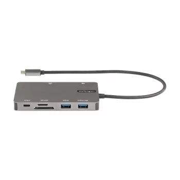 StarTech.com USB-C daudzportu adapteris - HDMI 4K 30Hz vai VGA ceļojumu doks - 5Gbps USB 3.0 centrmezgls (USB A / USB C porti) - 100W jaudas padeve - SD/Micro SD - GbE - 30cm kabelis - USB C mini doks
