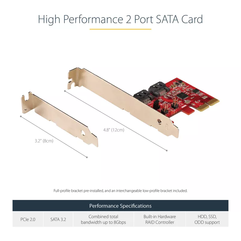 StarTech.com SATA PCIe karte - 2 portu PCIe SATA paplašinājuma karte - 6Gbps - Pilns/Zems profils - PCI Express uz SATA adapteris/kontrolieris - ASM1062R SATA RAID - PCIe uz SATA pārveidotājs