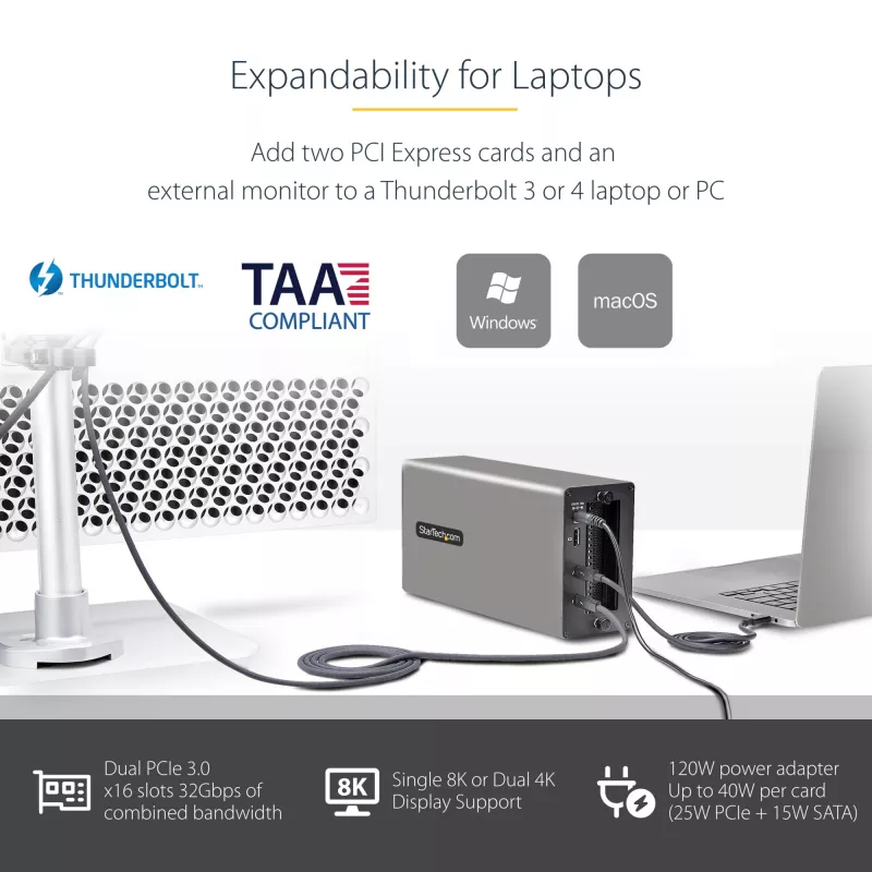 StarTech.com Divu Slotu Thunderbolt 3 PCIe Paplašināšanas Korpuss
