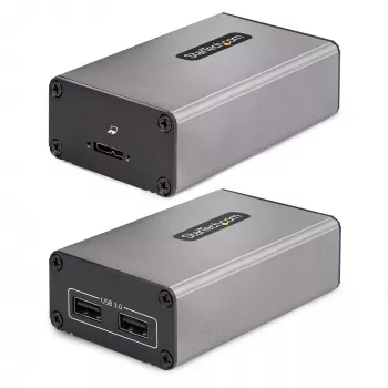 StarTech.com 2-portu USB 3.0 pagarinātājs pa OM3 daudzmodu šķiedru - LC/LC - 2x 5Gbps USB-A centrmezgls - 350m (1150 pēdas) darbības attālums - izturīgs USB optiskās šķiedras pagarinātājs