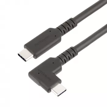 StarTech.com 1.6ft (50cm) Izturīgs USB-C kabelis ar taisnu leņķi, USB 3.2 Gen 2 (10 Gbps), Pilnvērtīgs USB C uz C datu pārraides kabelis, 4K 60Hz DP Alt režīms, 100W jaudas padeve - 90 grādu USB Type-C kabelis
