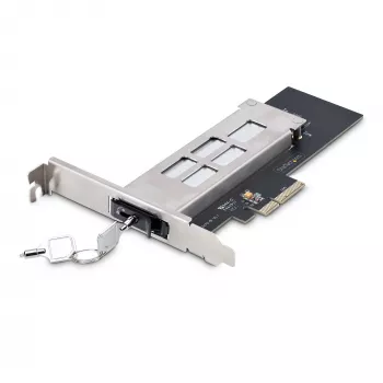StarTech.com M.2 NVMe SSD uz PCIe x4 mobilais plaukts/backplane ar izņemamu paliktni PCI Express paplašināšanas slotam, bezinstrumentu uzstādīšana, PCIe 4.0/3.0 karstās maiņas diskdziņa vieta, atslēgas slēdzene - 2 atslēgas iekļautas
