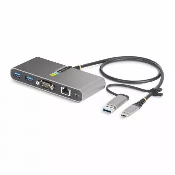 StarTech.com USB-C centrmezgls ar Ethernet un RS-232, 2 porti USB-A 5Gbps, Gigabit Ethernet, 100W PD caurlaide, FTDI
