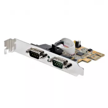 StarTech.com 2-portu PCI Express seriālā interfeisa karte, divu portu PCIe uz RS232 (DB9) seriālā karte, 16C1050 UART, zema/pilna profila kronšteini, COM saglabāšana, Windows/Linux