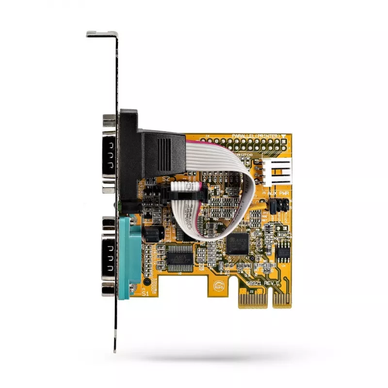 StarTech.com 2-portu PCI Express seriālā interfeisa karte, divu portu PCIe uz RS232 (DB9) seriālā karte, 16C1050 UART, zema/pilna profila kronšteini, COM saglabāšana, Windows/Linux