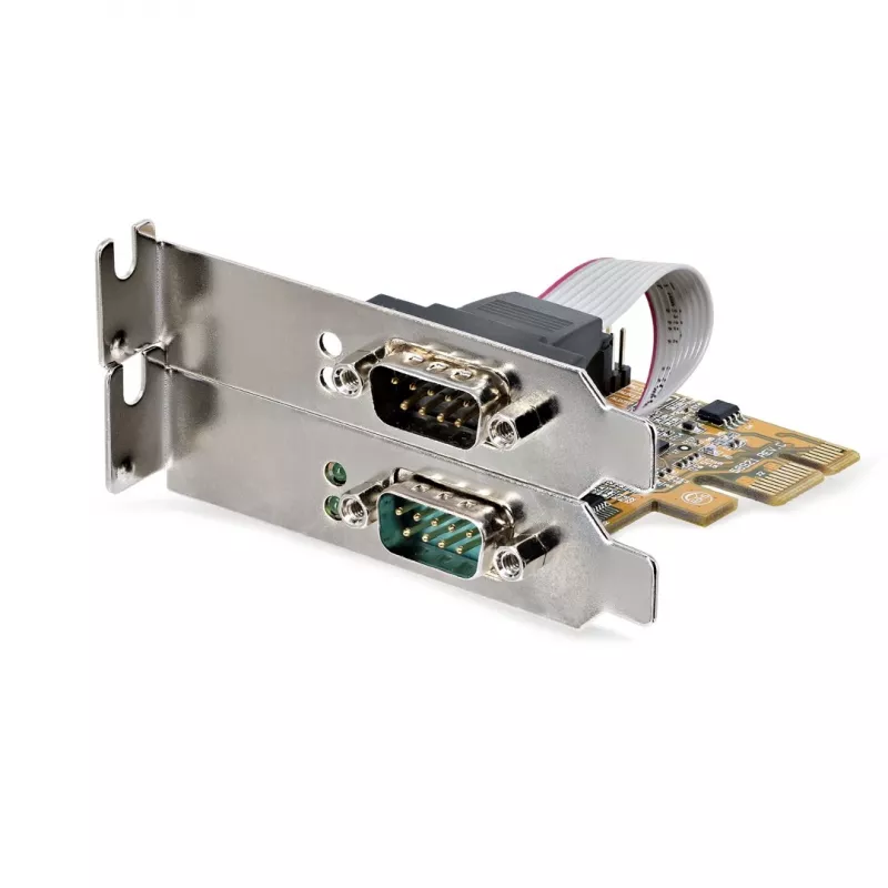 StarTech.com 2-portu PCI Express seriālā interfeisa karte, divu portu PCIe uz RS232 (DB9) seriālā karte, 16C1050 UART, zema/pilna profila kronšteini, COM saglabāšana, Windows/Linux