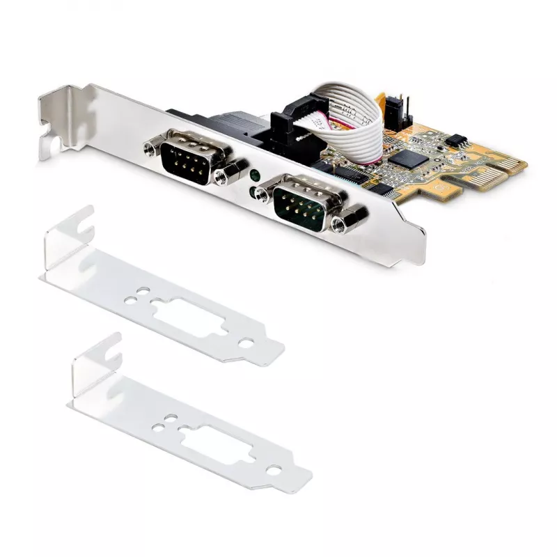 StarTech.com 2-portu PCI Express seriālā interfeisa karte, divu portu PCIe uz RS232 (DB9) seriālā karte, 16C1050 UART, zema/pilna profila kronšteini, COM saglabāšana, Windows/Linux