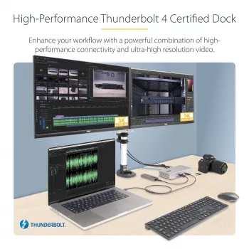 StarTech.com Universālā USB4 un Thunderbolt 4 dokstacija, četri ekrāni Windows, divi ekrāni MacBook, HDMI DP doks ar 98W klēpjdatora uzlādi