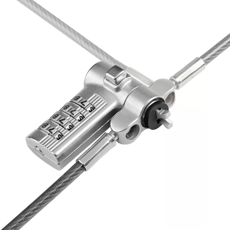 StarTech.com Universāla klēpjdatora bloķēšanas trosīte 2m, saderīga ar Noble Wedge®/Nano/K-Slot; bezatslēgas kombinācijas bloķēšanas trosīte, pretzādzību tērauda trosīte
