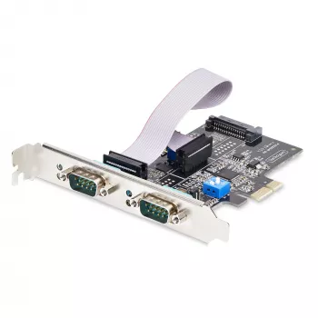 StarTech.com 2-Portu Seriālā PCIe Karte, Divu Portu PCI Express uz RS232/RS422/RS485 (DB9) Seriālā Karte, Iekļauti Zema Profila Kronšteini, 16C1050 UART, Windows/Linux, TAA Atbilstoša - 4. Līmeņa ESD Aizsardzība